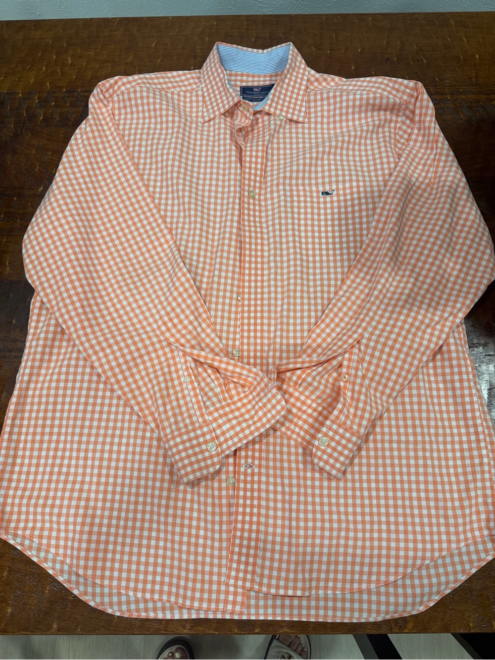 Vineyard Vines Salmon & White Gingham Button-Down Shirt